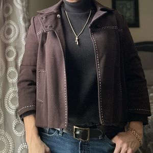 Cute brown jacket with cream stitching